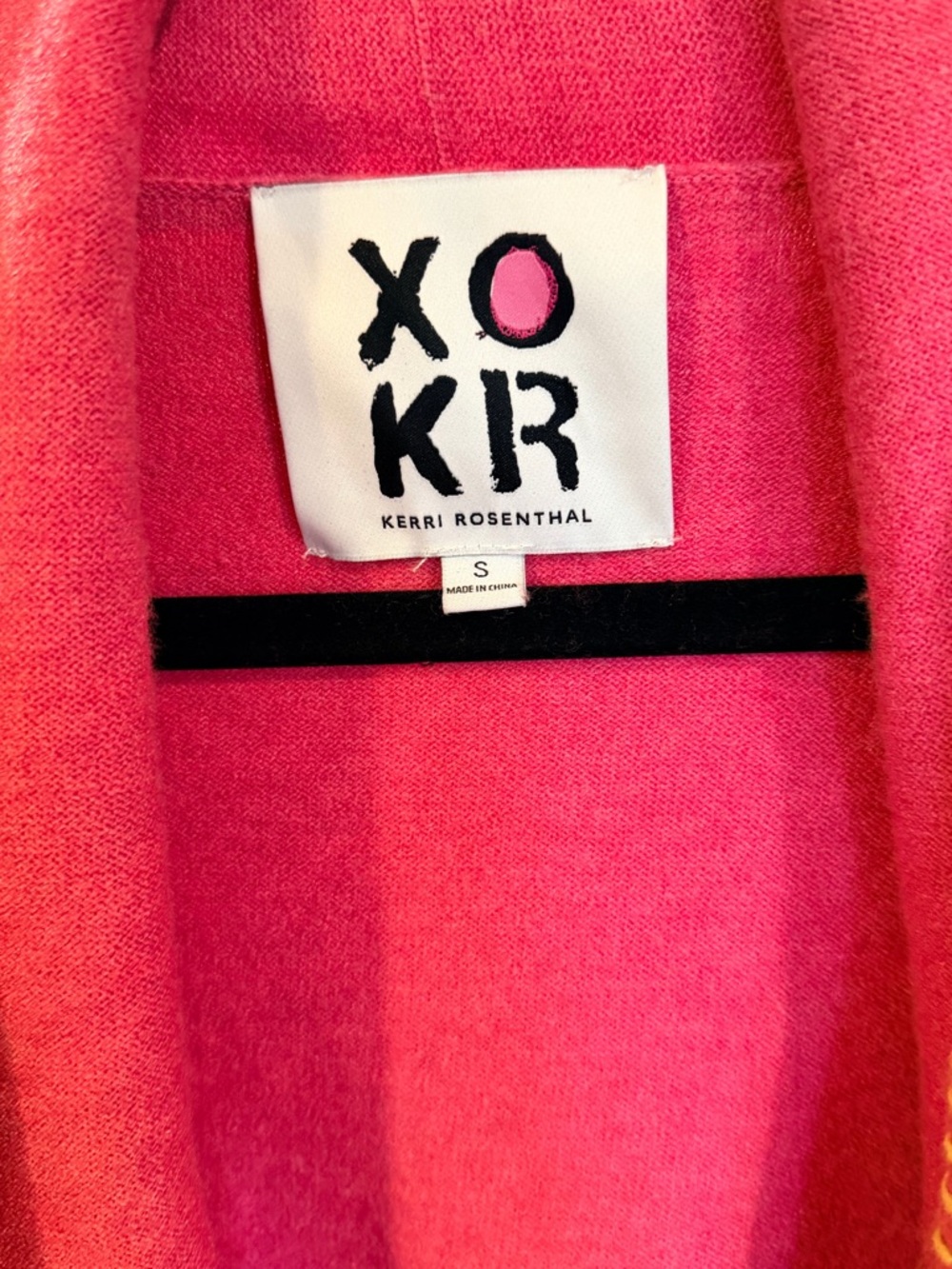 Kerri Rosenthal XOKR Heart Cardigan Pink Rainbow Stitch Open Front Sweater Small - Picture 5 of 12